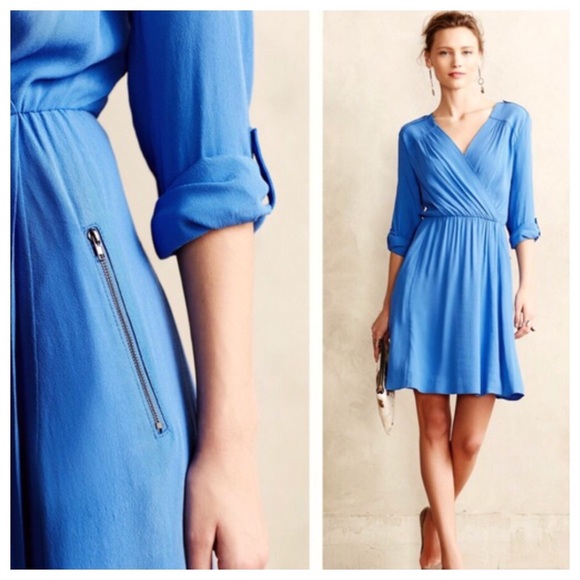 Anthropologie Dresses & Skirts - Anthropologie Maeve Lene blue wrap dress. Size S